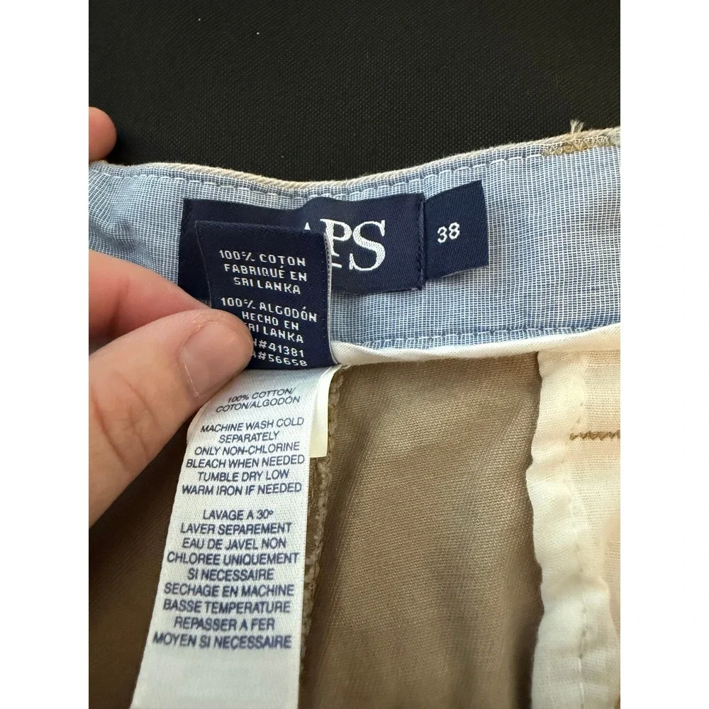 Chaps Mens Tan Khaki Flat Front Cotton Twill Casual Shorts Size 38 NWT